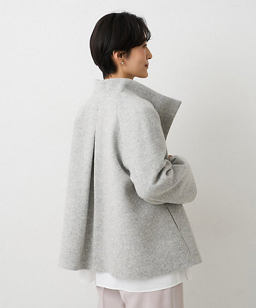 スタンドカラー／オンオフ使える】クラシカルツイードコート