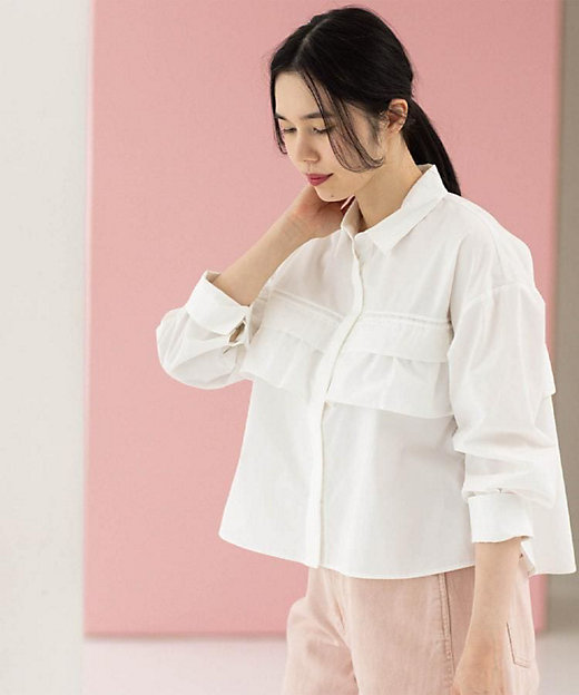 タックフリルシャツ【洗濯機OK】（2002604145） | OPAQUE