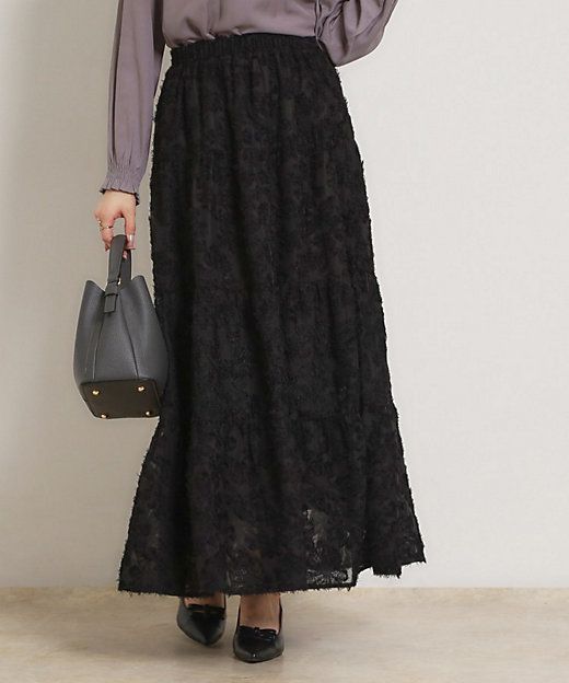 ティアードフラワーモチーフロングスカート（2002601015
