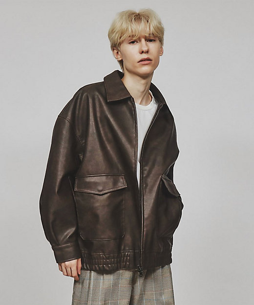 A－2シンセティックレザーブルゾン（2002330534） | tk