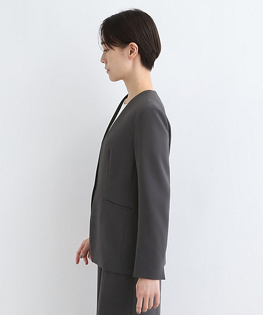 洗える／日本製／定番スーツ】トリアセテート混ストレッチノーカラー