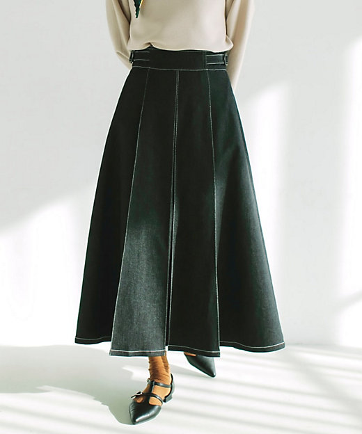 オールシーズン活躍！】デニムタックスカート／洗える