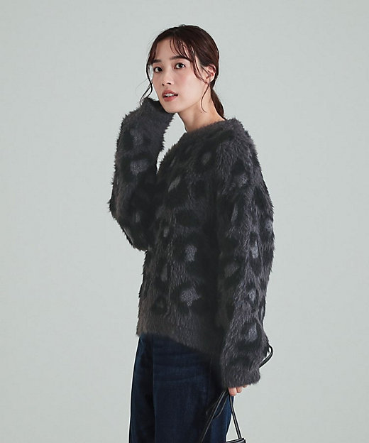 ふわふわレオパード柄フェザーニット（2002379723） | SHOO