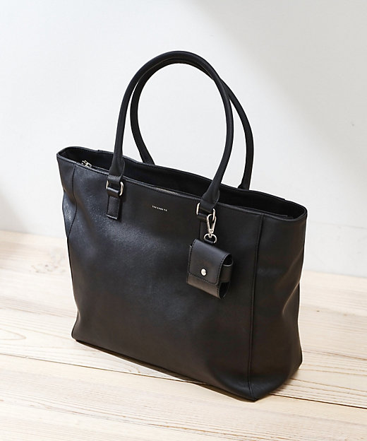 A4サイズ／ビジネスでも使える】合皮トートバッグ イヤホンケース