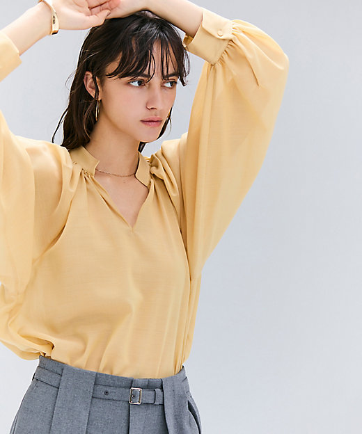 洗える】MOYE ／ シアーウールパフスリーブブラウス