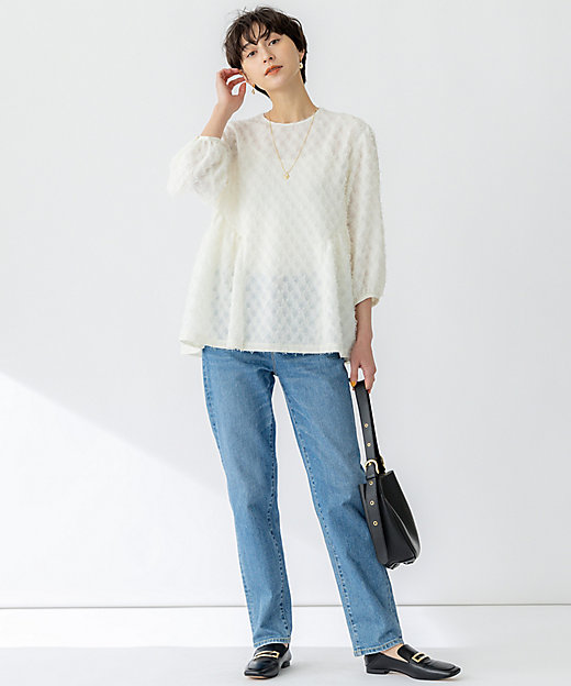 洗える】シアーカットジャカード ブラウス（BLWOGM0314