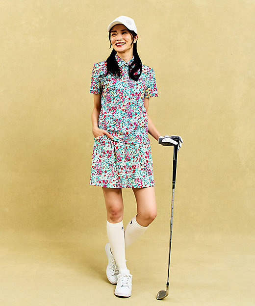 WOMEN】総柄フラワープリント ポロシャツ（KHVLGM0418