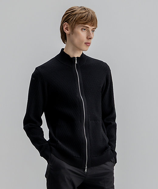 新柄】 レーヨンリンクス ハイネックジップアップカーディガン