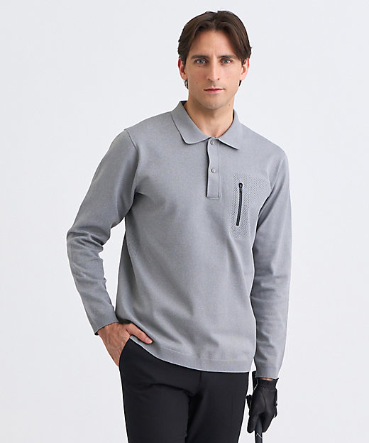 MEN】長袖ニットポロシャツ ホールガーメント