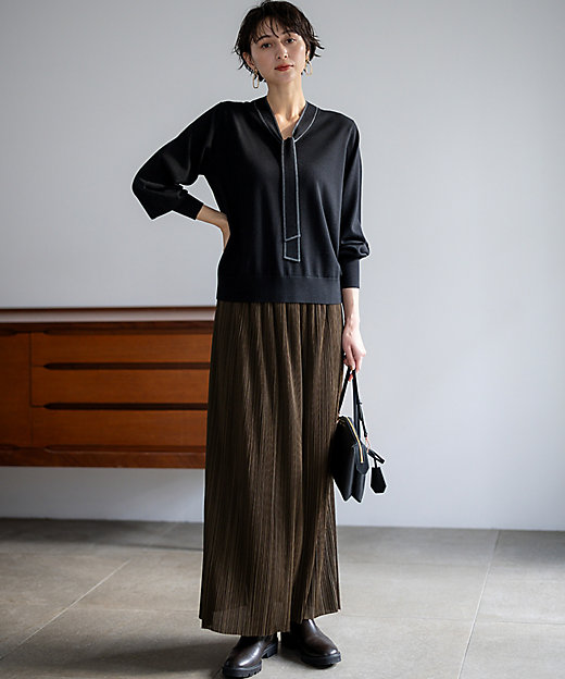 洗える】ウーステッドウール ボウタイ ニット（KRWOGW0455