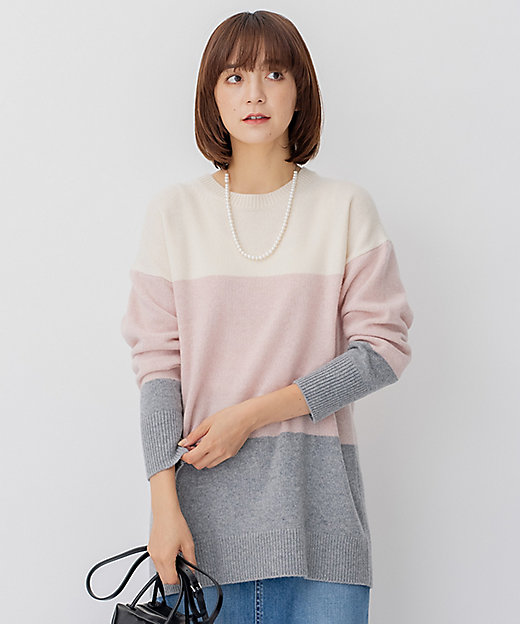 洗える】ウールナイロン カラーブロック ニット（KRWONZ0655