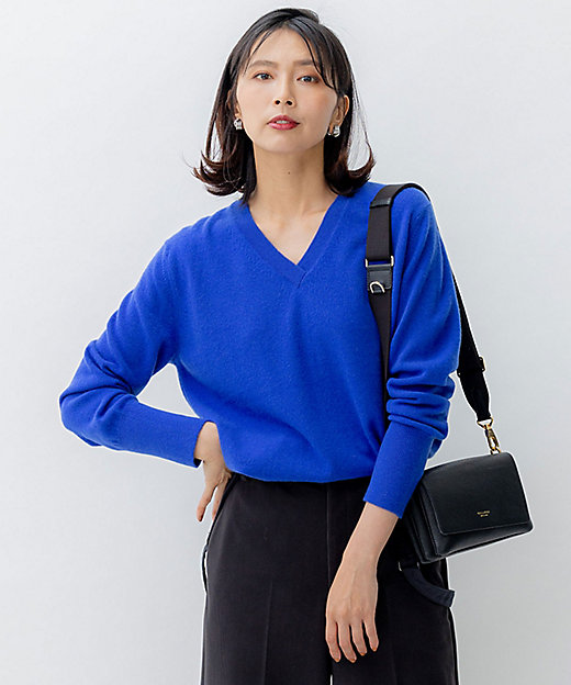 洗える】ピュアカシミヤ Vネック ニット（KRWOSW0451