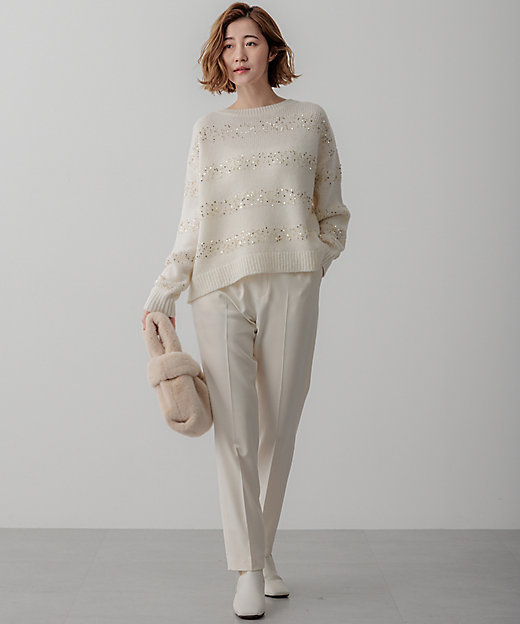 滝沢眞規子さん着用／一部店舗限定】スパングルボーダー ニット