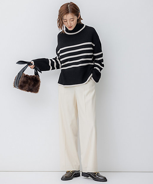 洗える】ウールミドルゲージ ボーダー ニット（KRWWSW0555