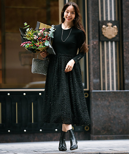 滝沢眞規子さん着用／一部店舗限定／洗える】ニットコンビジャカード