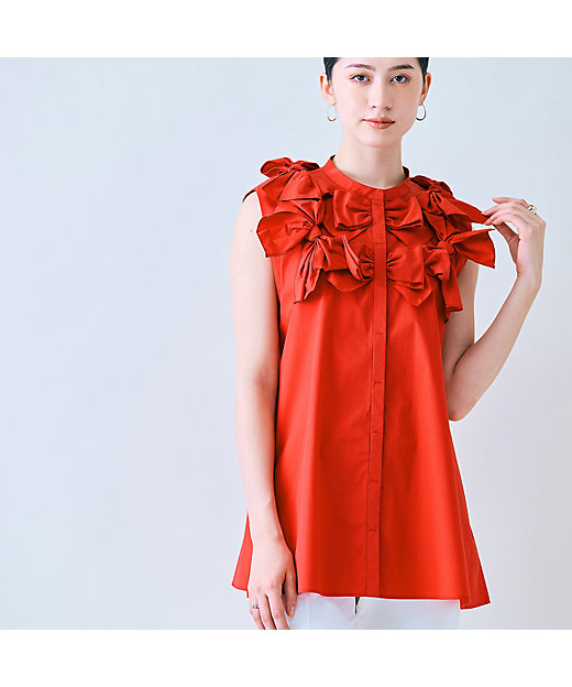 共生地リボンモチーフノースリーブブラウス（83033503