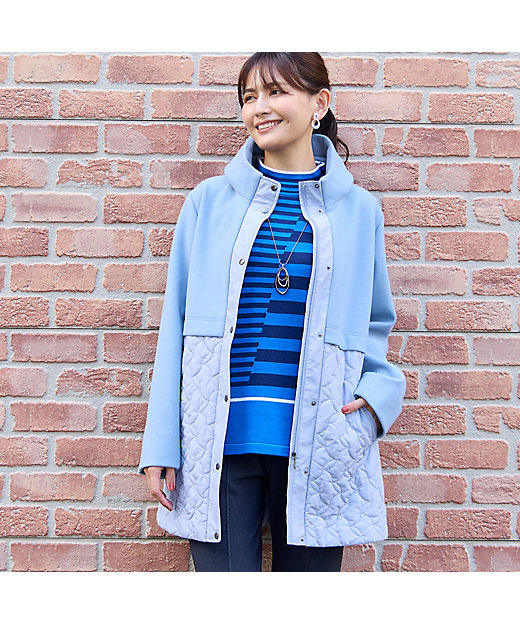 ニット×キルティングコート（ブルー）（12106541） | LOBJIE