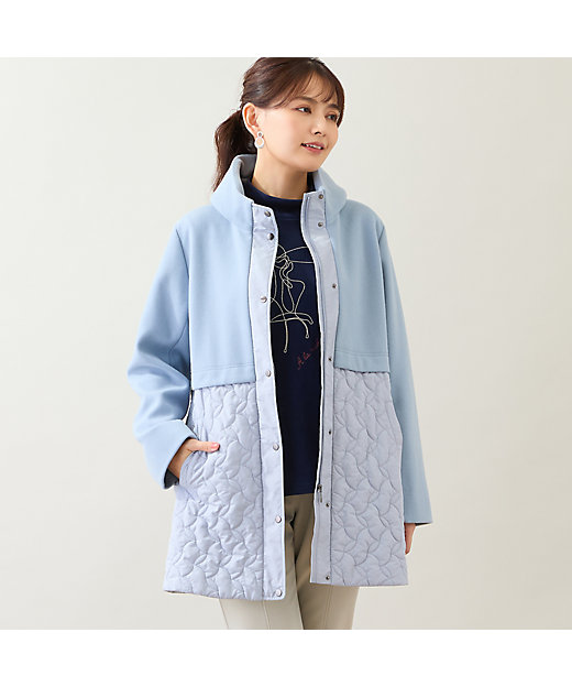 ニット×キルティングコート（ブルー）（12106541） | LOBJIE
