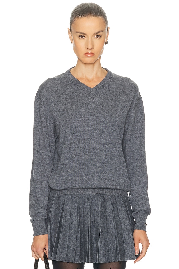 Miu Miu V-Neck Sweater in Ardesia | FWRD