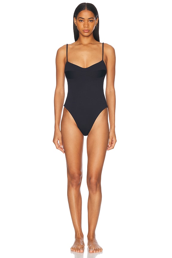 Toteme Positano Swim in Black Monogram | FWRD