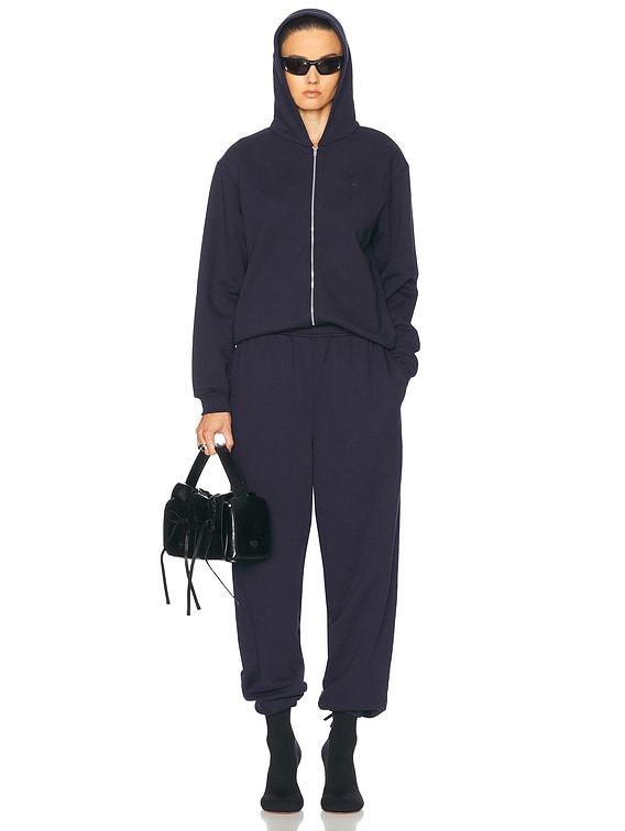 Acne Studios Hooded Zip Sweater in Navy Blue | FWRD