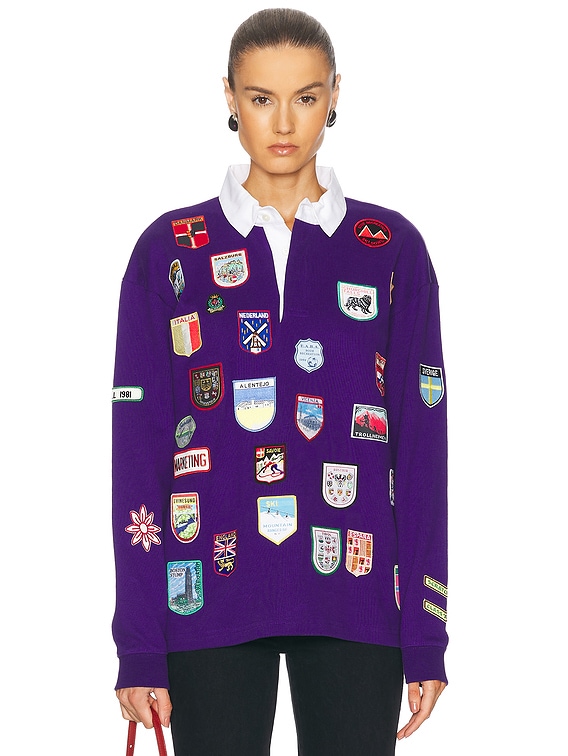 BODE Passport Patch Rugby Shirt in Purple | FWRD