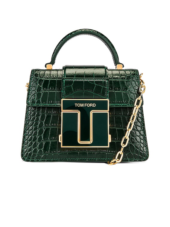 TOM FORD Stamped Croc Mini Top Handle Bag in Emerald Green | FWRD