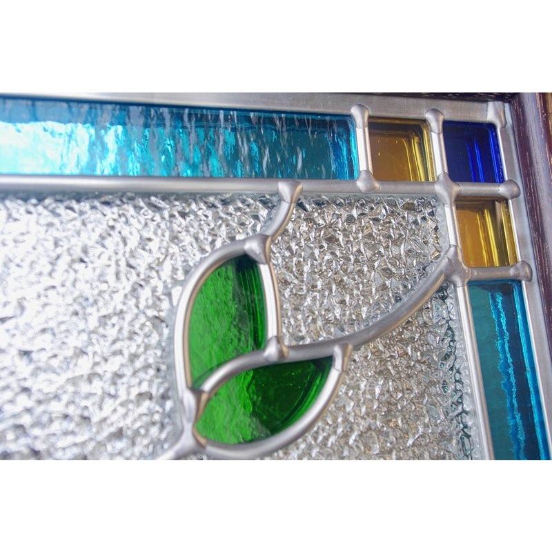 ステンドグラス 壁掛け 幸せの青い鳥 フレーム：ブラウン (SH-PR01) 幅