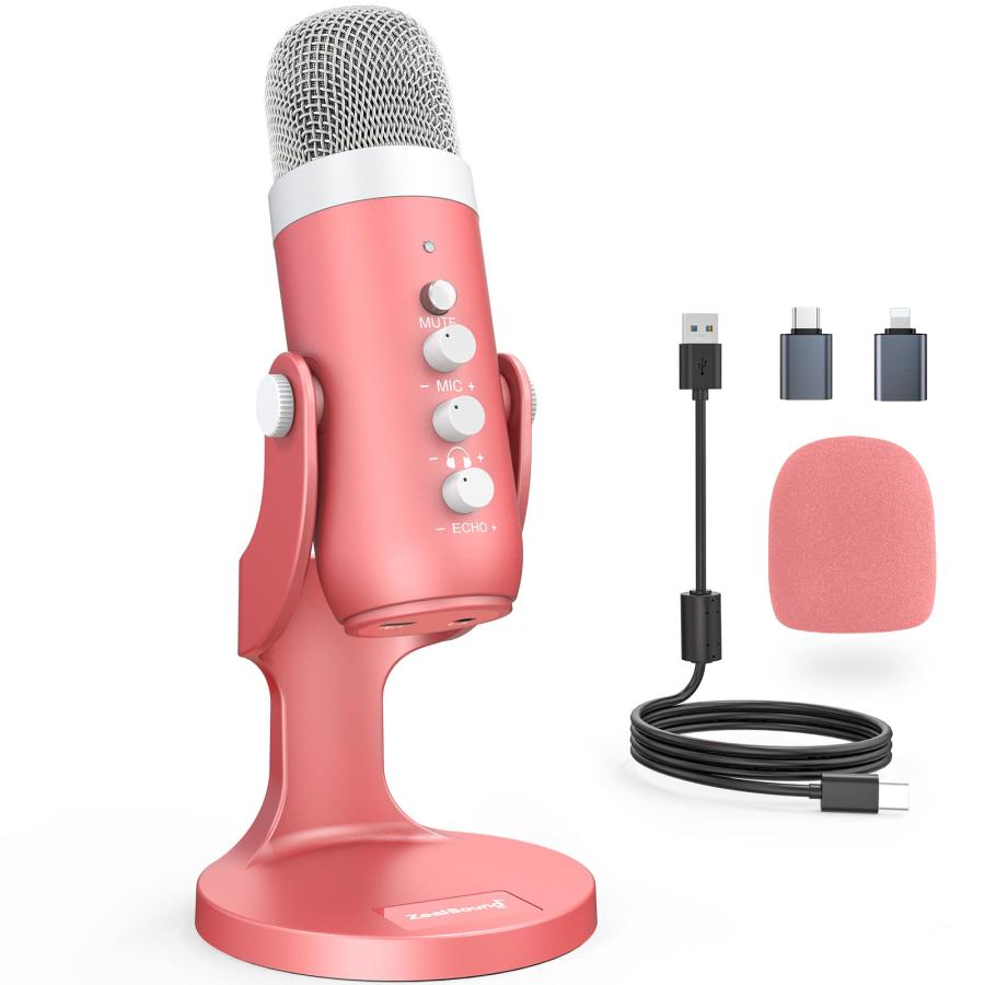 ZealSound 配信用マイク ASMRマイク コンデンサーマイク USB エコー