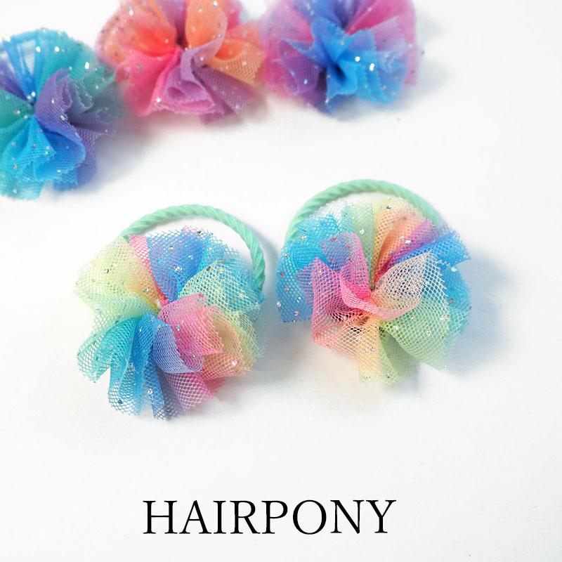 2個入り ヘアゴム ポニー カラフル ポンポン 全4色 BLAZE ヘア