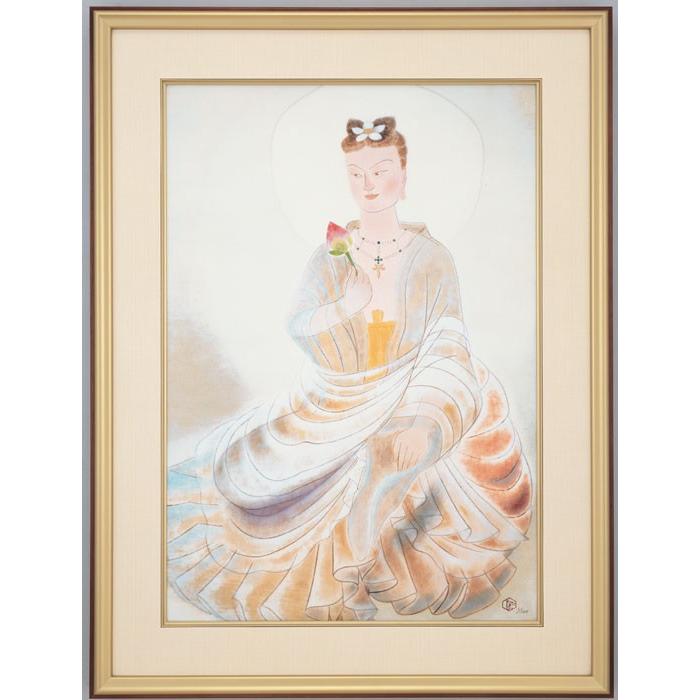 小倉遊亀 『菩薩』 彩美版・シルクスクリーン・一部本金・天然岩絵具手
