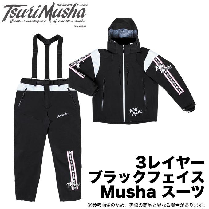 釣武者 3 レイヤー ブラックフェイス Musha スーツ (レインウェア) /(5