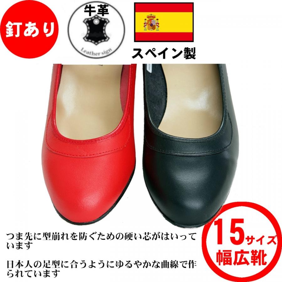 フラメンコシューズ釘あり 練習用 幅広め 入門 本革 黒 フラメンコ靴