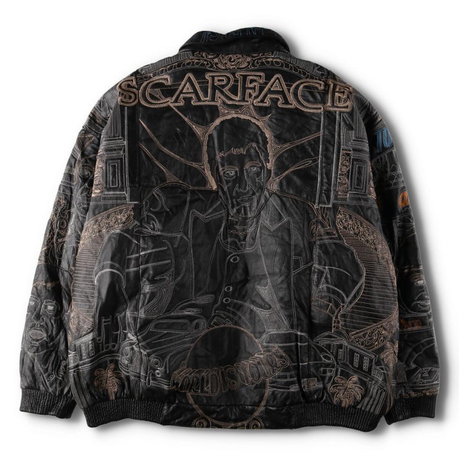 古着 ビッグサイズ 90~00年代 スカーフェイス SCARFACE 総柄 レザー