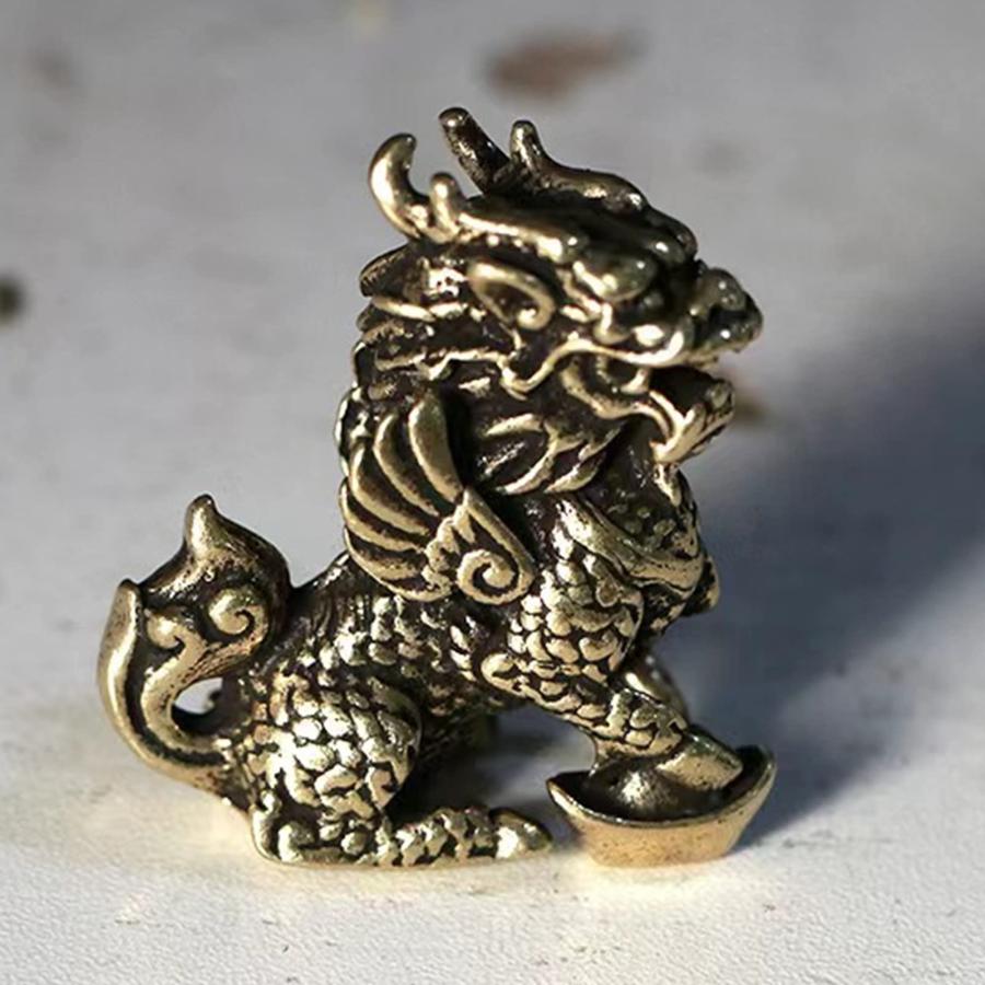 麒麟 キリン 霊獣 真鍮 銅製 ミニ 福を招く 風水 グッズ 魔除け 平和