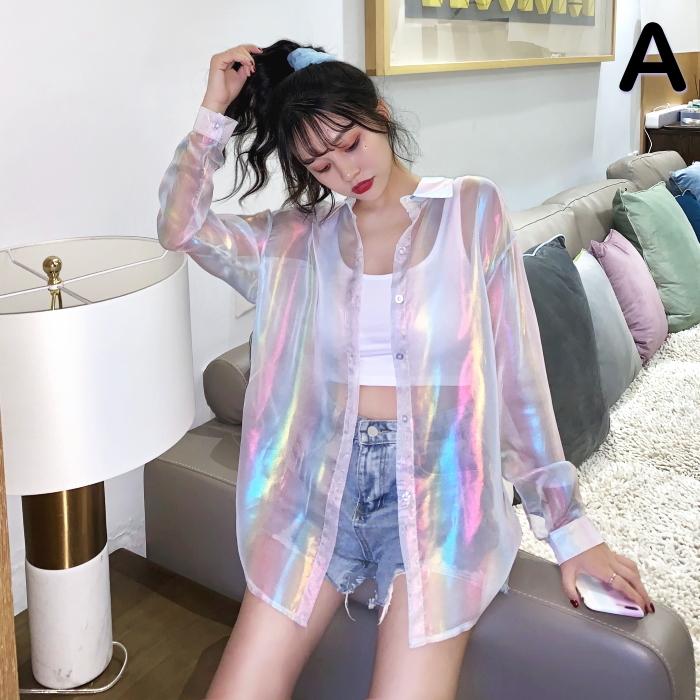 ダンス衣装 ヒップホップ トップス シャツ ブラウス シースルー シアー