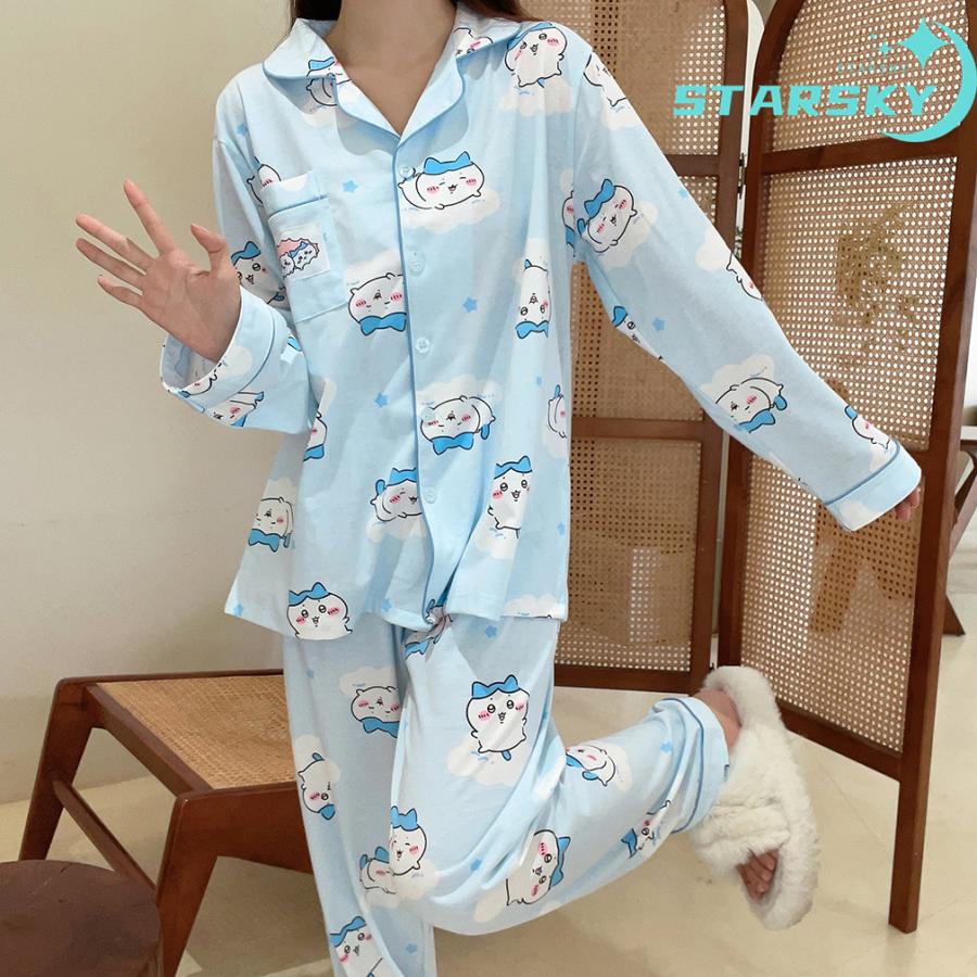 ちいかわ ハチワレ ウサギ ちいかわ パジャマ 上下セット 長袖 シャツ