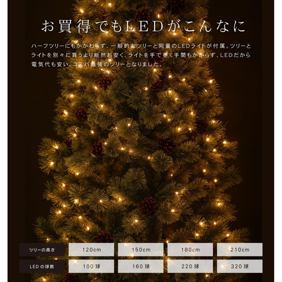 クリスマスツリー ハーフツリー ハーフ LED付き 北欧 おしゃれ Spruce
