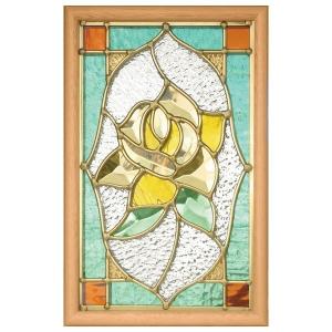 ステンドグラス 壁掛け 松 フレーム：ブラウン (SH-PR02) 幅524×高さ