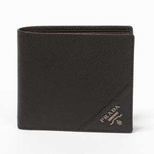 プラダ 二つ折り財布 メンズ SAFFIANO TRIANGOLO ブラック PRADA