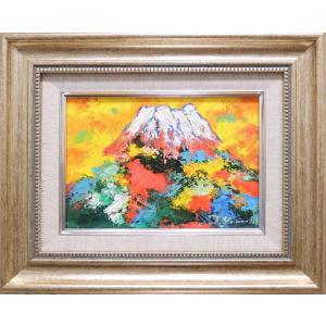 絵画 油絵 赤富士 （大山功） F6号 【肉筆】【油絵】【富士】【6号