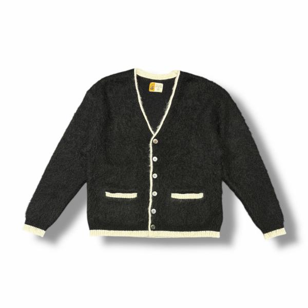 SAINT MICHAEL 25AW KNIT CARDIGAN/TRIM / BLK モヘア混 ニット
