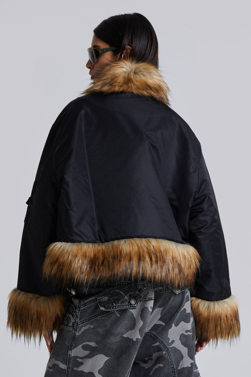 Shop Evren Faux Fur Bomber Jacket | Jaded London | Clothing