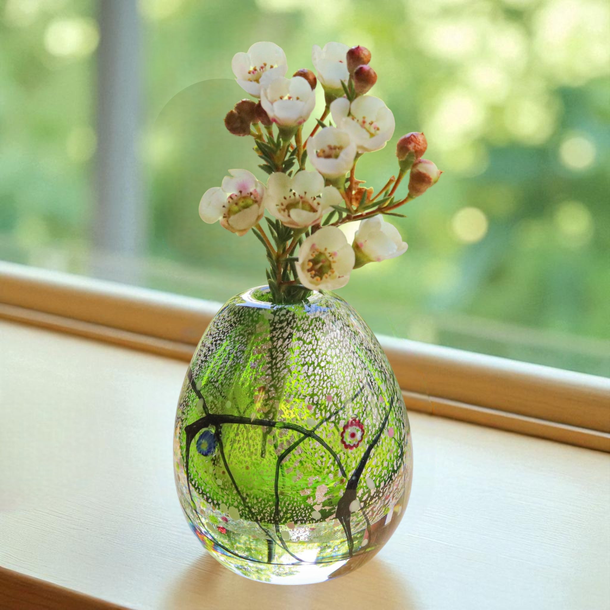 綾ガラス 一輪挿し | 光琳 爽 | 若草 | グラスアート黒木