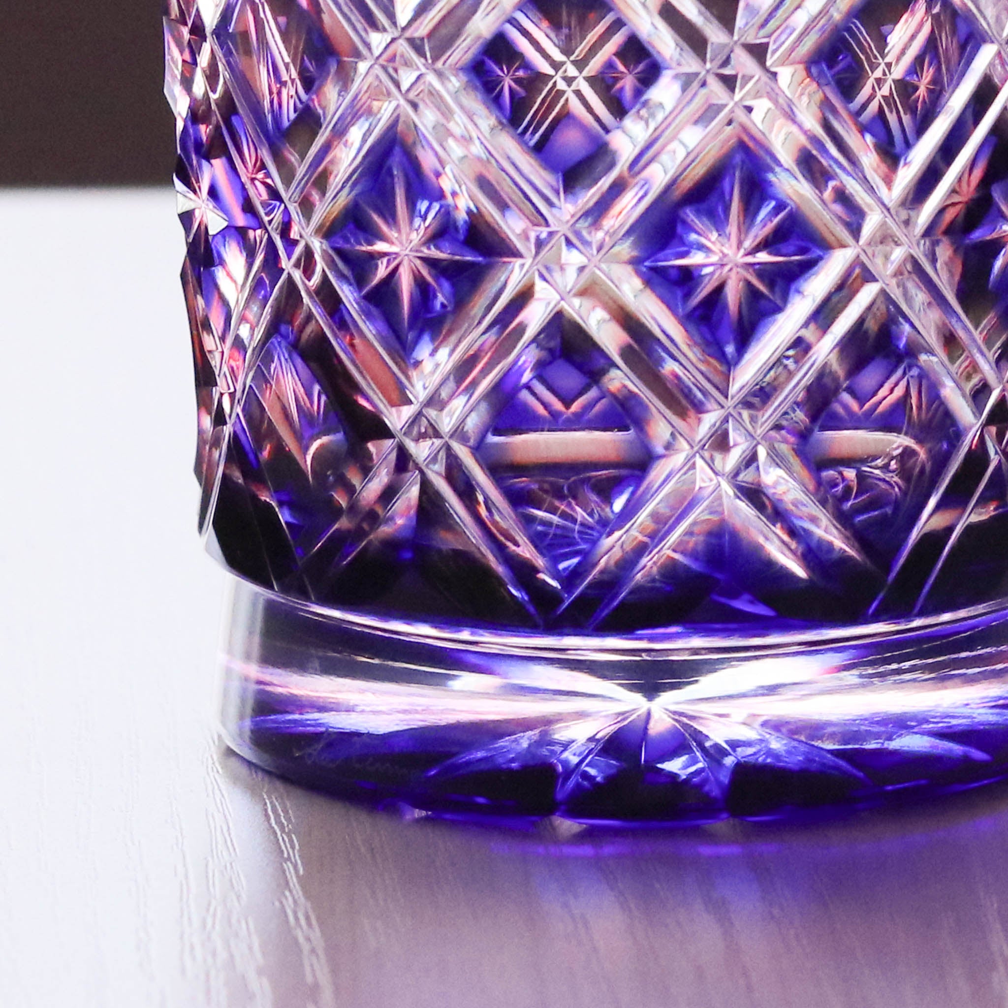 薩摩切子 オールドグラス | 二重被せ格子 | 紅藤 べにふじ |