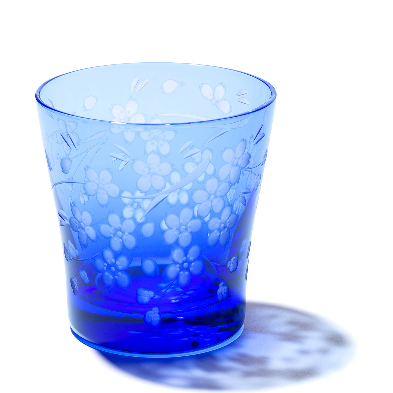 江戸切子 オールドグラス｜桜 - 花切子- ｜青藍｜山田硝子