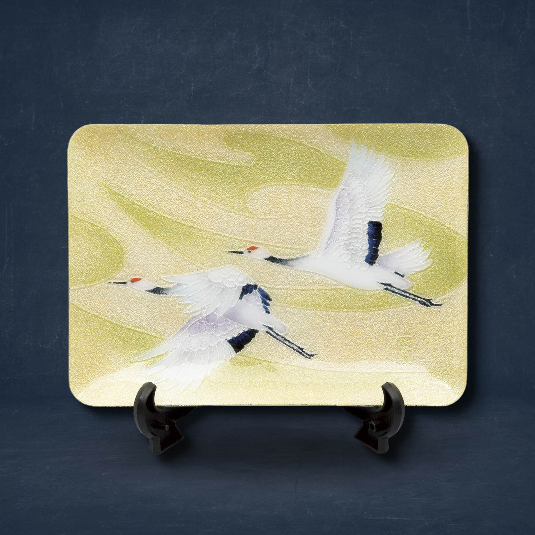 七宝焼き | 飾皿 | 双鶴 15x21