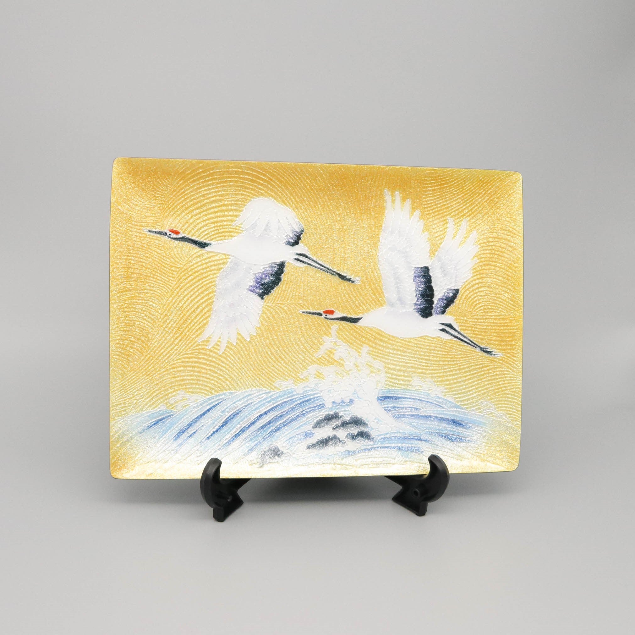 七宝焼き | 飾皿 | 波涛鶴 18x24