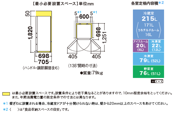仕様/寸法 | SJ-PW41C | 冷蔵庫トップ：シャープ