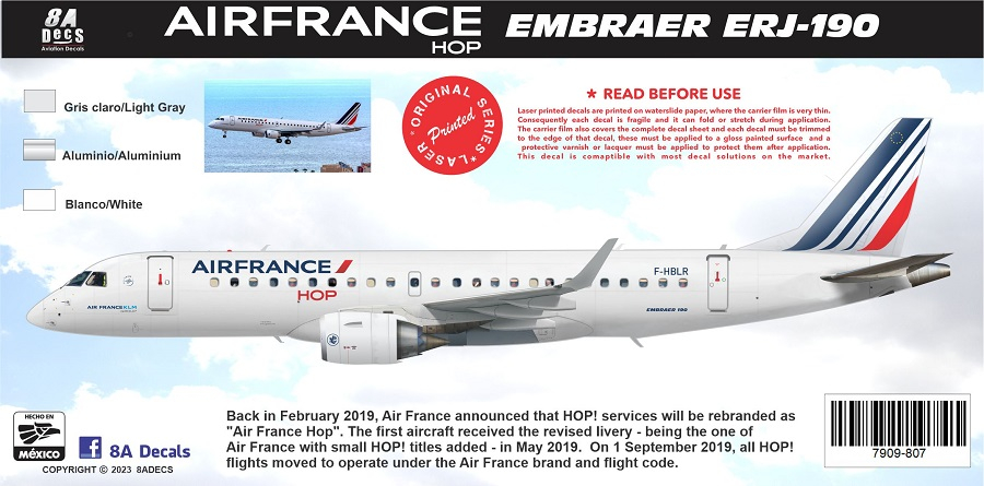 Air France Hop Embraer ERJ-190 8aDecs -7909-807-144